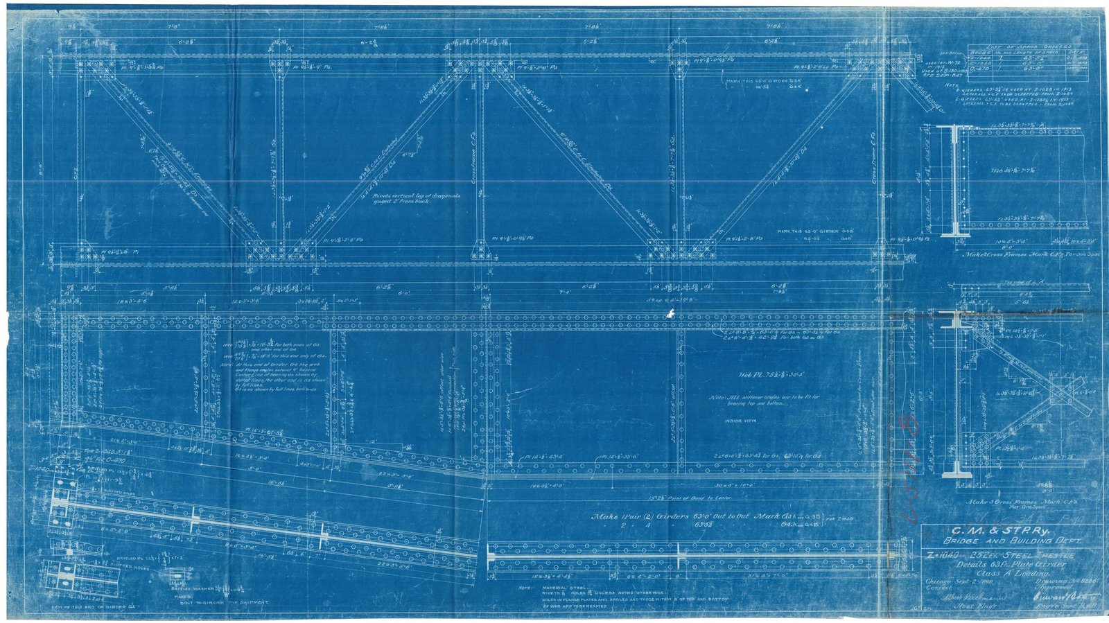 Girder details.  Courtesy of Milwaukee Road Archives at the Milwaukee Public Library.